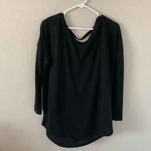 Black quarter sleeved cut out back T-shirt
